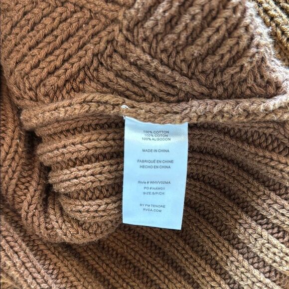 RVCA Women's Camel Criss Cross  Cotton Knit Sweater size Small - Picture 7 of 10